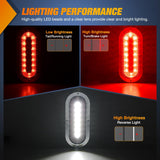 Trailer Tail Lights 2PCS 6Inch Oval 23LED Red White Chrome | Frame Marker Clearance Stop Brake Reverse Backup Running Taillights IP67 Waterproof for Trailer Truck Pickup Camper RV