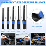 Automotive Tools 52PCS Car Detailing Kit Auto Cleaning Tools Wash Set with Storage Carry Bag Home Use for Interior Exterior Deep Clean Polish Car Care Windshield Dashboard Seat Air Vents Wheels Tires, Blue