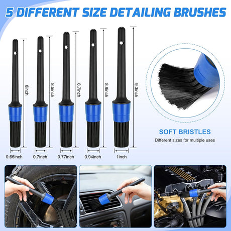 Automotive Tools 52PCS Car Detailing Kit Auto Cleaning Tools Wash Set with Storage Carry Bag Home Use for Interior Exterior Deep Clean Polish Car Care Windshield Dashboard Seat Air Vents Wheels Tires, Blue