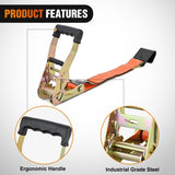 Flat Hook Ratchet Straps 10 Pack 2 in x 30 Ft Orange | Heavy Duty Tie Down Straps 10,000 Lbs Breaking Strength for Truck, Trailers Pickup