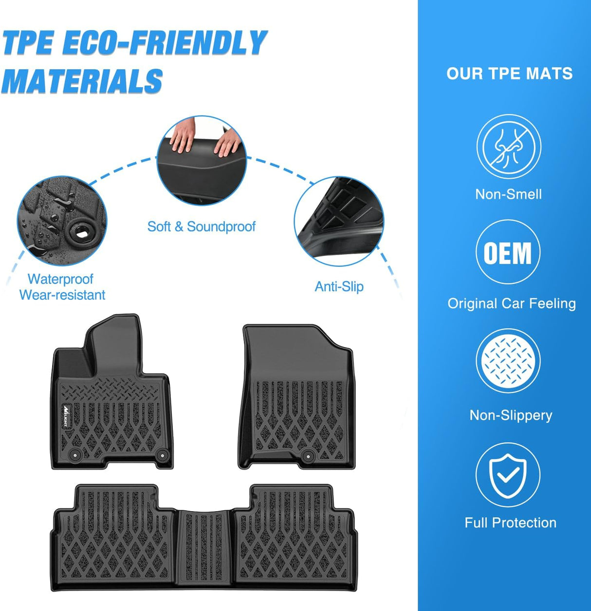 TPE Floor Mats for Hyundai Tucson PHEV (Plug-in Hybrid) 2022 2023 2024 2025 2026 All Weather Custom Fit Heavy Duty Floor Liners