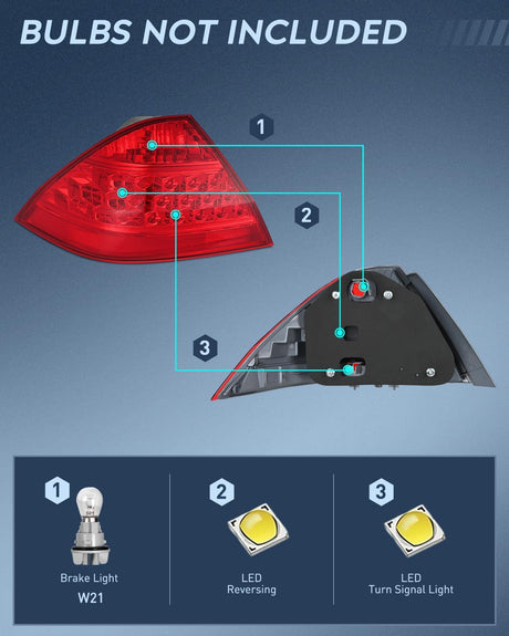 Taillight Assembly Compatible with 2006 2007 Honda Accord 4 Door Sedan Excluding Hybrid Rear Lamp Replacement OE Style Driver Side and Passenger