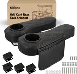 Golf Cart Armrests 2PCS Black Diamond Flip Stand Storage | No Drilling Cup Holder Detachable PU Leather Armrest Fits 1 Inch Square Tubes for EZGO Club Car Yamaha Rear Seat