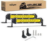 Slim LED Light Bar 2Pcs 7 Inch 16LED Single Row Spot Flood Combo Yellow Off Road Work Driving Fog Lighting for 12V 24V ATV UTV Pickup Truck Tractor Boat