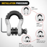 3/4 Inch D Ring Anti-Theft Shackle Tow Hook Jeep Truck SUV ATV UTV | Off Road Recovery Gear 19T 41,887 lbs Break Strength 4.75T WLL Rust-Resistant Anti-Rattle Isolators Heavy Duty White 2pack