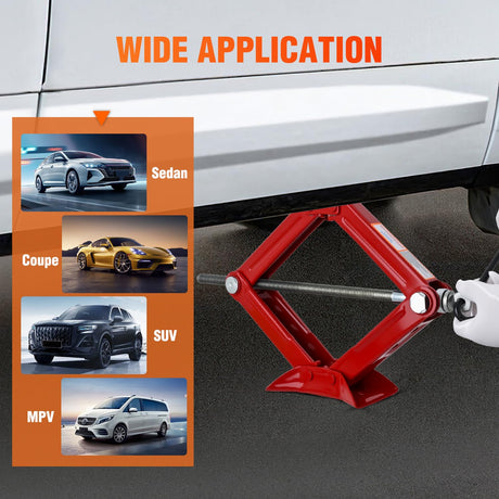 Scissor Jack for Car 1.5 Ton (3307 lbs), Heavy Duty Steel Scissor Lift Jack Car Kit with Crank Handle for Sedan SUV MPV Tire Changing, 3.18 Inch-13.6 Inch Lifting Range Portable Small Jack, Red