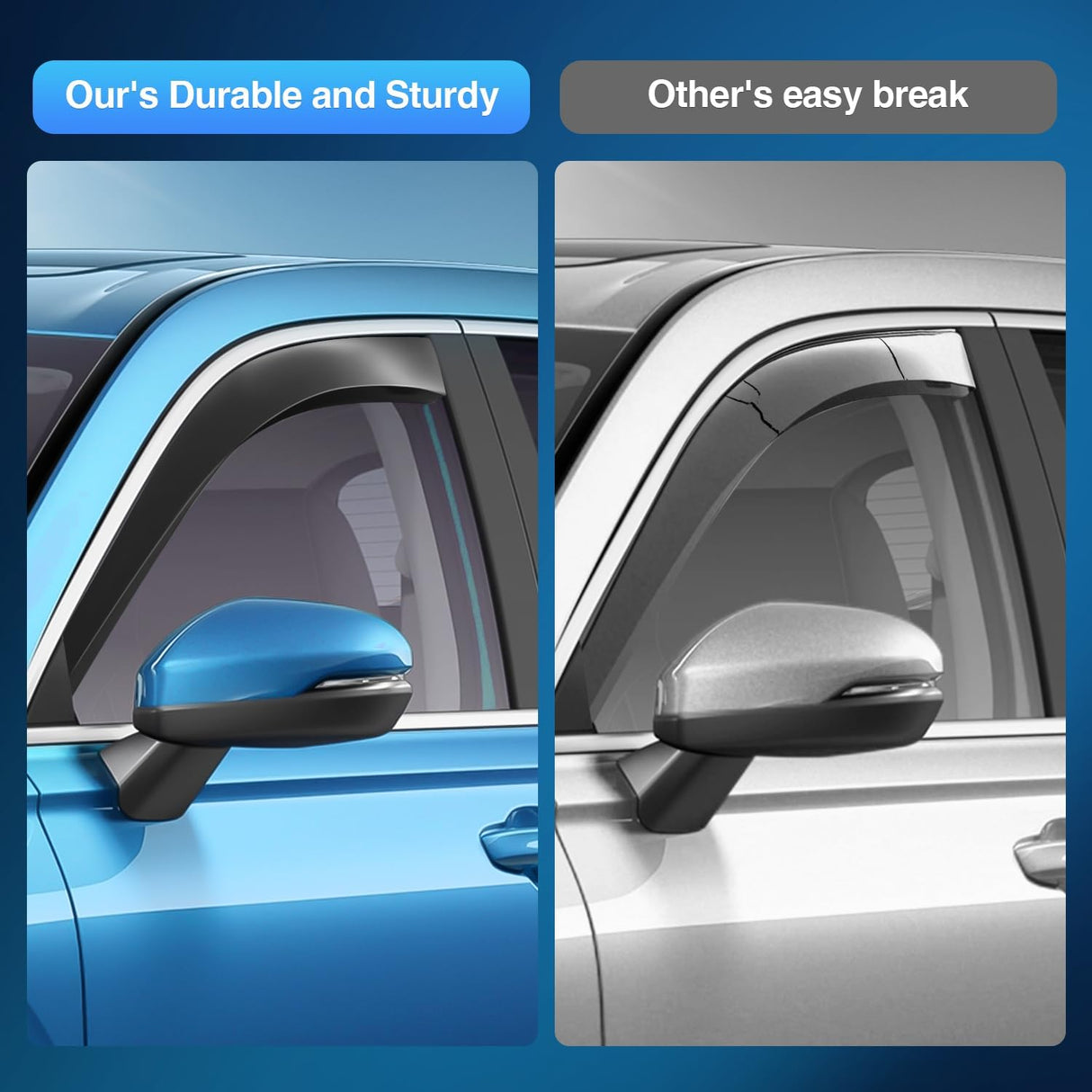 in Channel Rain Guard for Honda Ridgeline 2017 2018 2019 2020 2021 2022 2023 2024 2025 2026, Inside Mount Window Deflectors for Cars, Smoke Tinted, 4PCS