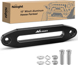 Winch Fairlead Aluminum Hawse Fairlead 10 Inch (254 mm) Hole Spacing with Mounting Hardware Winch Hawse Fairlead for Synthetic Rope 8000-15000 LBS Trailer Truck Winch Accessory Anodized Black