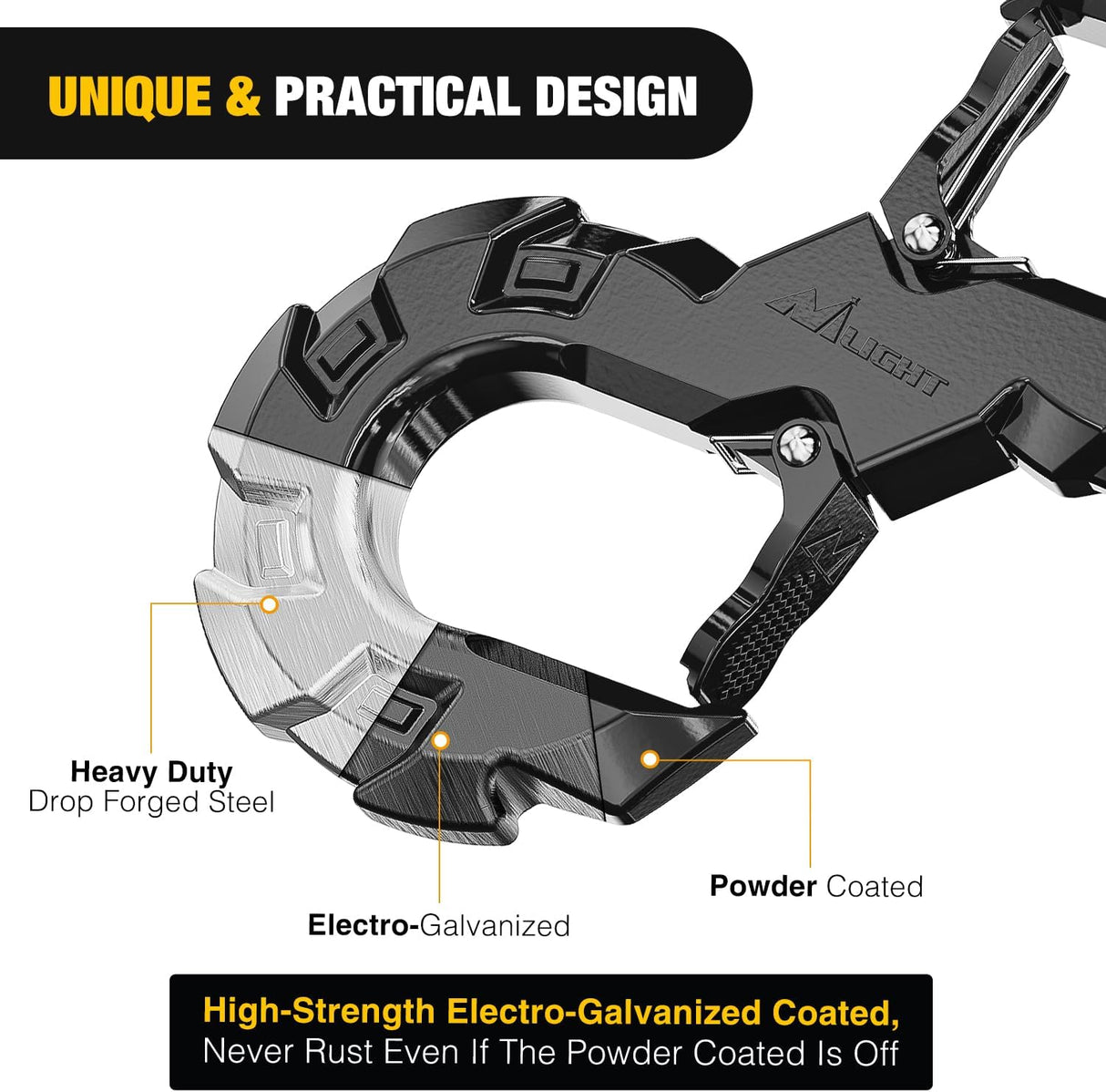 Quick Release S-Tow Shackle Hook – Heavy Duty Off-Road Recovery Hook, Fits Winch Rope & Recovery Strap, 11,000 LBS Working Load, for Jeep, SUV, ATV, Trailers, Forged Steel, Black