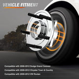 Rear Wheel Hub and Bearing Assembly for Dodge Grand Caravan 2008 2009 2010 2011 2012, Chrysler Town & Country 2008-2012, VW Routan 2009-2012, 5 Lugs w/ABS-512360 2Pack