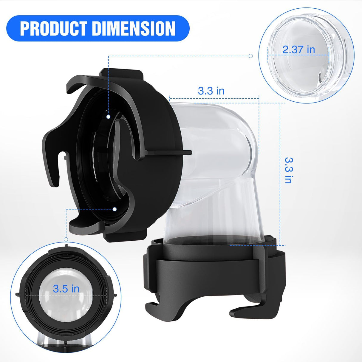 90 Degree RV Tote Tank Adapter, Clear RV Sewer Hose Elbow Fitting with 4 Swivel Bayonet Prongs Leak-Proof Double Odor-Tight Sealing Ring for RV Camping Portable Waste Tank Sewer Hoses, Black