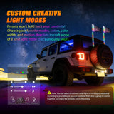 RGB LED Whip Light 2PCS 3FT with 6 Rock Lights Combo | APP and Remote Control with DIY Chasing Patterns Turn Signal Brake Reverse Functions and Spring Base for ATV UTV Jeep