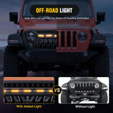 Front Grille Cover for 2018 2019 2020 2021 2022 2023 2024 2025 Wrangler JL and Gladiator JT with LED Amber Lights Matte Black