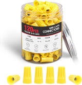 120PCS Yellow Wire Connectors Kit 16-14 AWG Electric Wire Caps Insulating Insert Twist Electrical Wire Terminal with Spring for Connect Electrical Wiring Automotive Car Truck Boats Marine