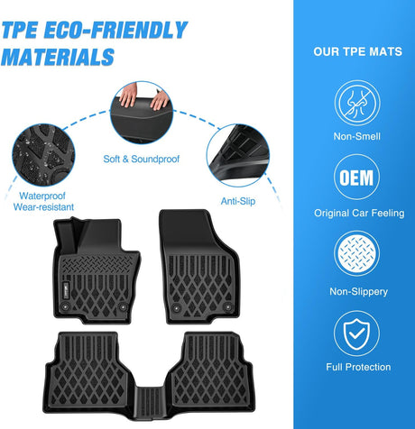 TPE Floor Mats for Volkswagen Tiguan 2009 2010 2011 2012 2013 2014 2015 2016 2017 All Weather Custom Fit Heavy Duty Floor Liners