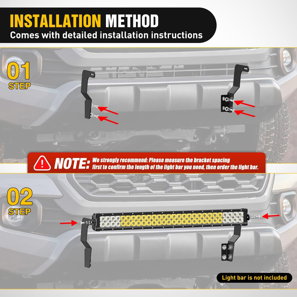 Hidden Bumper Mounting Bracket for 2016-2023 Toyota Tacoma | Designed for 32 Inch Single Double Row LED Light Bar,Heavy-Duty Steel,Front Lower Hidden Bumper Brackets