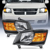 Headlight Assembly Headlight Assembly Black Case Amber Reflector For 2008-2010 Dodge Grand Caravan (Pair)