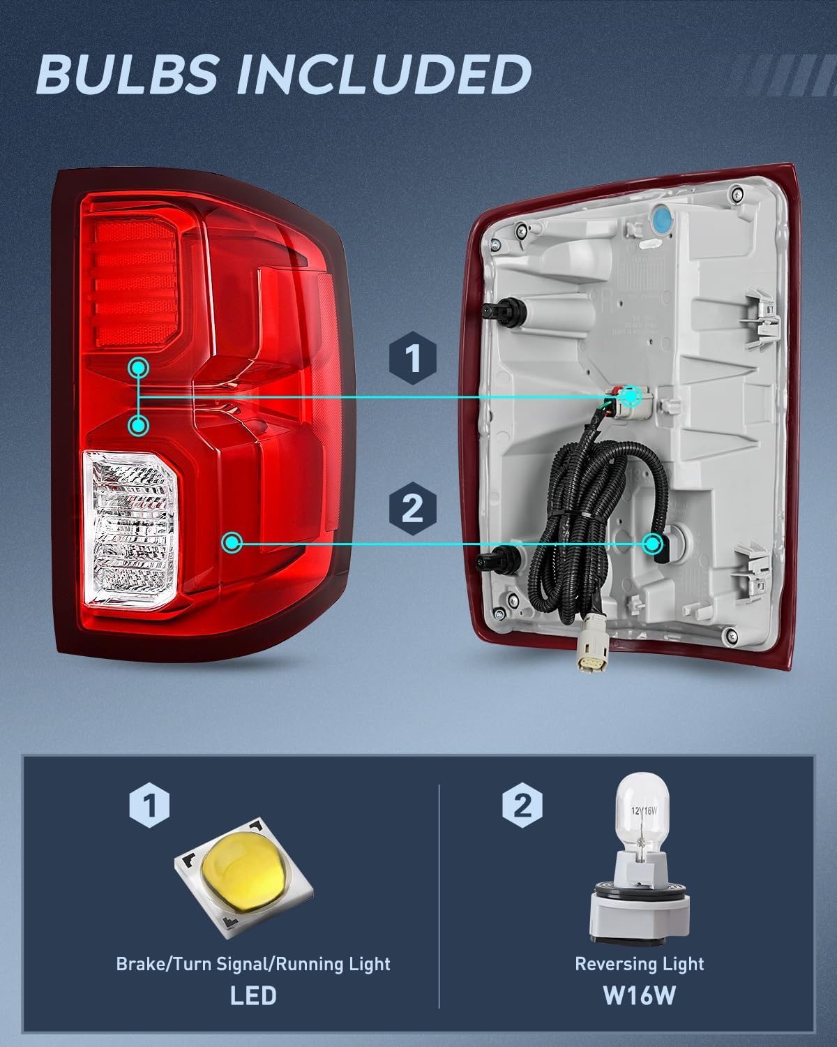 Taillight Assembly for 2016 2017 2018 Chevy Silverado 1500 | High Country Custom LS LT LTZ SSV WT LED Models Tail Light OE Style Rear Lamp Replacement Passenger Side