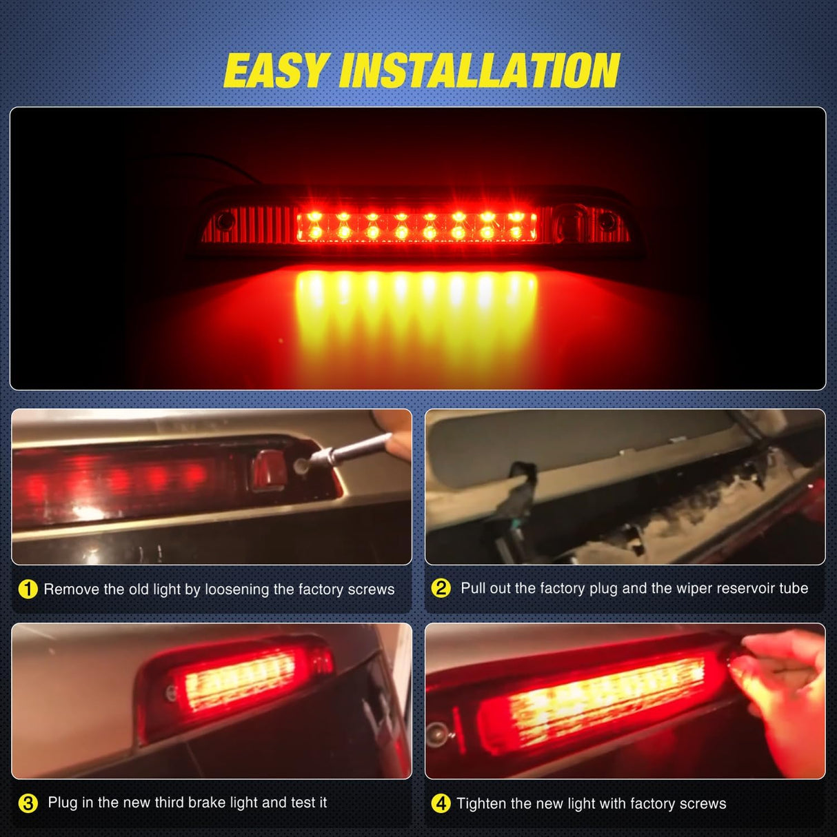Third Brake Light Tail High Mount 3rd Stop Lights Red Lens Compatible with Jeep Patriot 2007 2008 2009 2010 2011 2012 2013 2014 2015 2016 2017 Van SUV Rear Center Cab Lamp