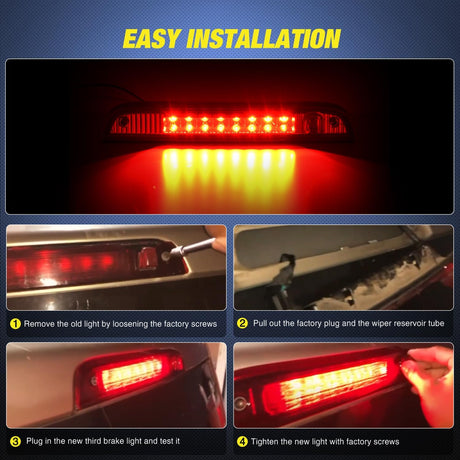 Third Brake Light Tail High Mount 3rd Stop Lights Red Lens Compatible with Jeep Patriot 2007 2008 2009 2010 2011 2012 2013 2014 2015 2016 2017 Van SUV Rear Center Cab Lamp