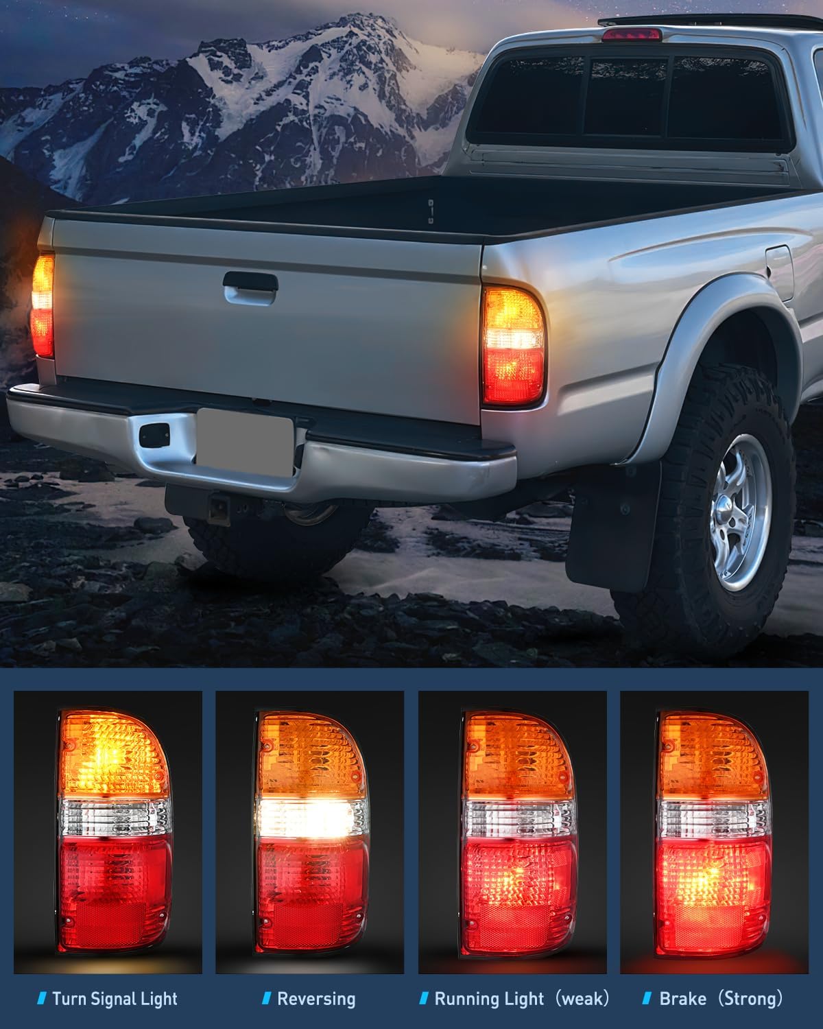 Taillight Assembly Compatible with 2001 2002 2003 2004 Toyota Tacoma Rear Tail Light Lamp Replacement OE Style Driver and Passenger Side