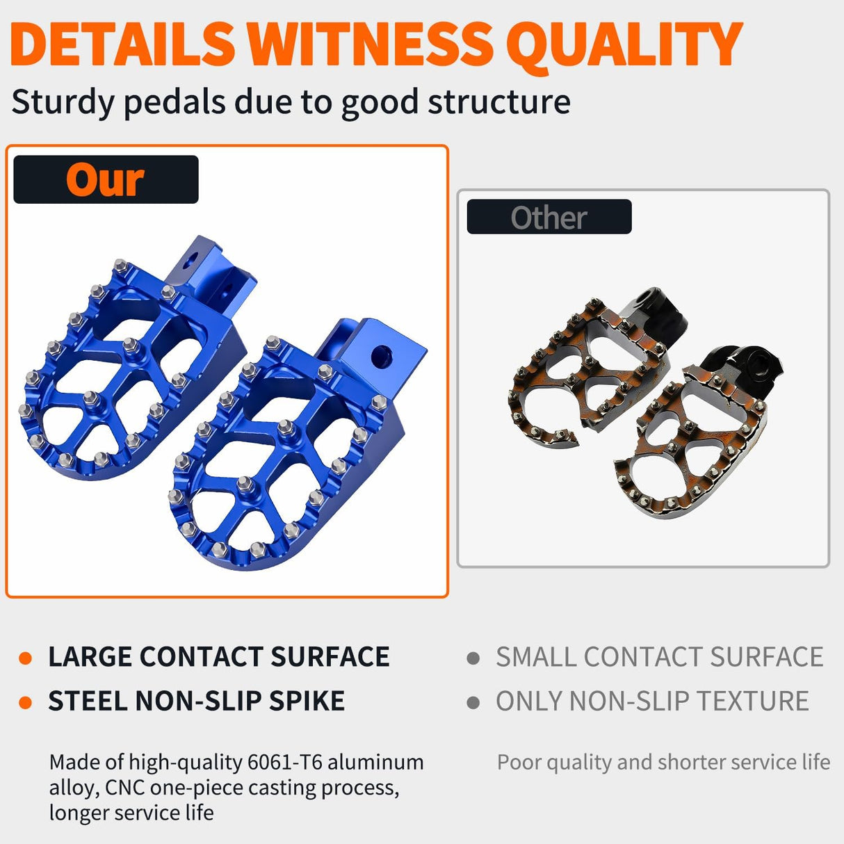 Motorcycle Foot Pegs Dirt Bike Footpegs Fit for Yamaha PW50 1981-2021 PW80 1983-2006 Y-ZINGER 1985-2001 TW200 1987-2021 CNC Foot Pegs for Motorcycles Heavy Duty Foot Rests Peg Pedal, Blue