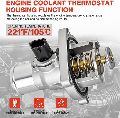 Aluminium Thermostat Housing Assembly Compatible with Chevy Aveo 09-14 Cruze 10-20 Sonic 12-15 Pontiac G3 09-10 Engine Coolant Thermostat Housing for Car 96984104 55564891 55578419 55597008