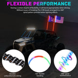LED Whip Light 2 PCS 3FT COB RGB Lighted Antenna Whips with Spring Base Remote & App Control DIY Patterns Turn Brake Reverse Lights for Can-am Offroad ATV UTV RZR Polaris Dune Buggy Truck