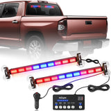 162 LED Traffic Advisor Strobe Light Bar 2-in-1 Red Blue Emergency Warning Hazard Lights with Controller 4 Switchable Color 36 Flash Pattern for Trucks Cars Tow Plow Construction Vehicles