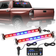 162 LED Traffic Advisor Strobe Light Bar 2-in-1 Red Blue Emergency Warning Hazard Lights with Controller 4 Switchable Color 36 Flash Pattern for Trucks Cars Tow Plow Construction Vehicles