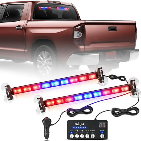 162 LED Traffic Advisor Strobe Light Bar 2-in-1 Red Blue Emergency Warning Hazard Lights with Controller 4 Switchable Color 36 Flash Pattern for Trucks Cars Tow Plow Construction Vehicles