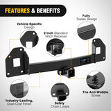 Class 3 Trailer Hitch 2 Inch Receiver Compatible with Tesla Model Y 2020-2026, Multi-Fit Hitch to Receive Ball Mount Cargo Carrier Bike Rack Tow Hook, Black Powder Coated