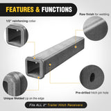 Hitch Adapter 2 Inch x 12 Inch Combo Bar Trailer Receiver Tube Weld-on Raw Steel Hitch Bar