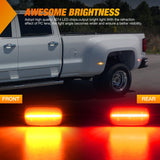 Fender Side Marker Lights 4 PCS 21 LED Smoke Lens Red Amber Front Rear Clearance Light Compatible with 2015-2022 Chevy Silverado GMC Sierra 2500HD 3500HD Dual Wheeler Trucks