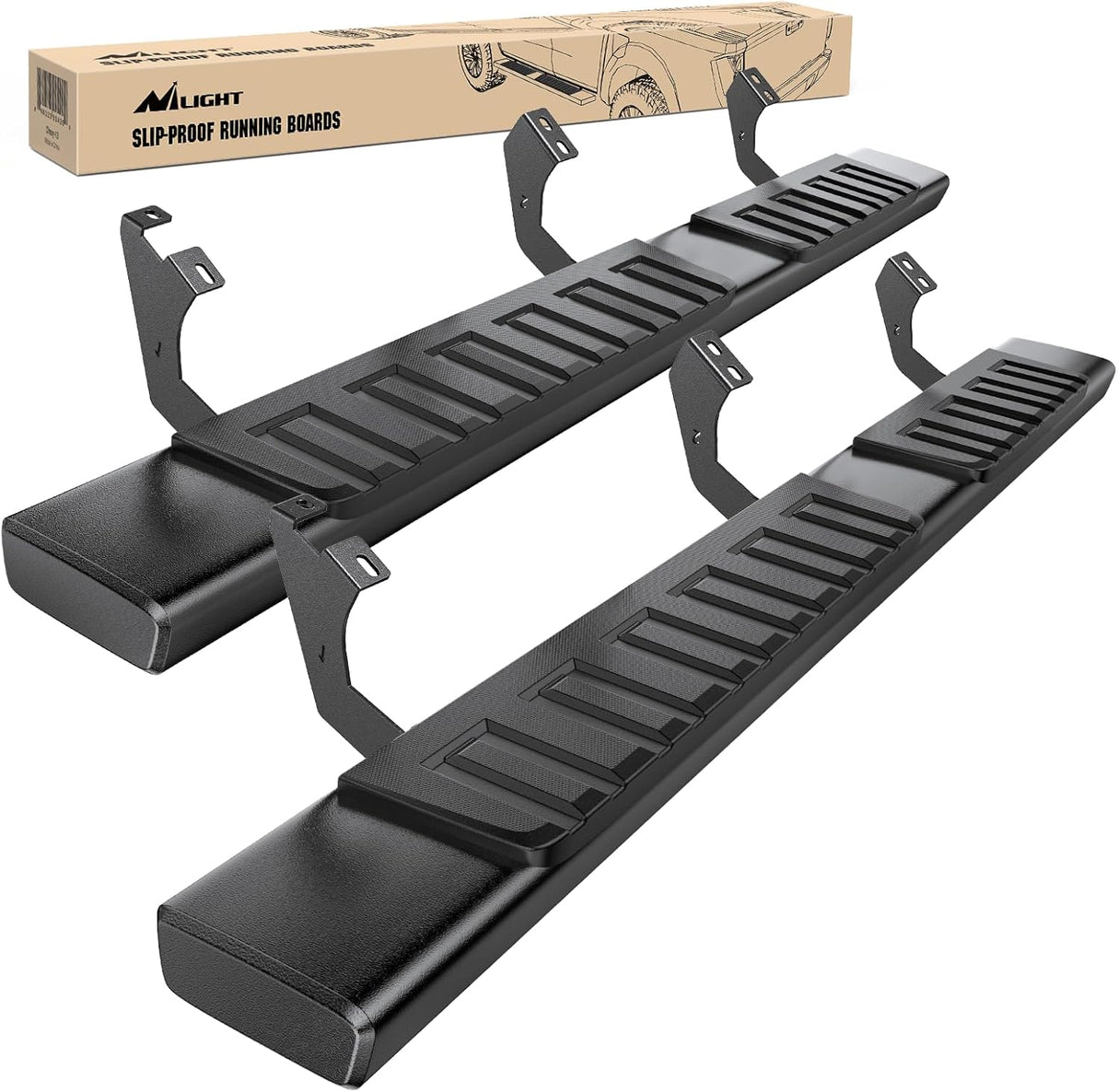 Running Boards for 2007-2021 Toyota Tundra Double Cab 2 Full-Size Door & 2 Half-Size Door 6 Inch Side Step Nerf Bars Stainless Steel Black