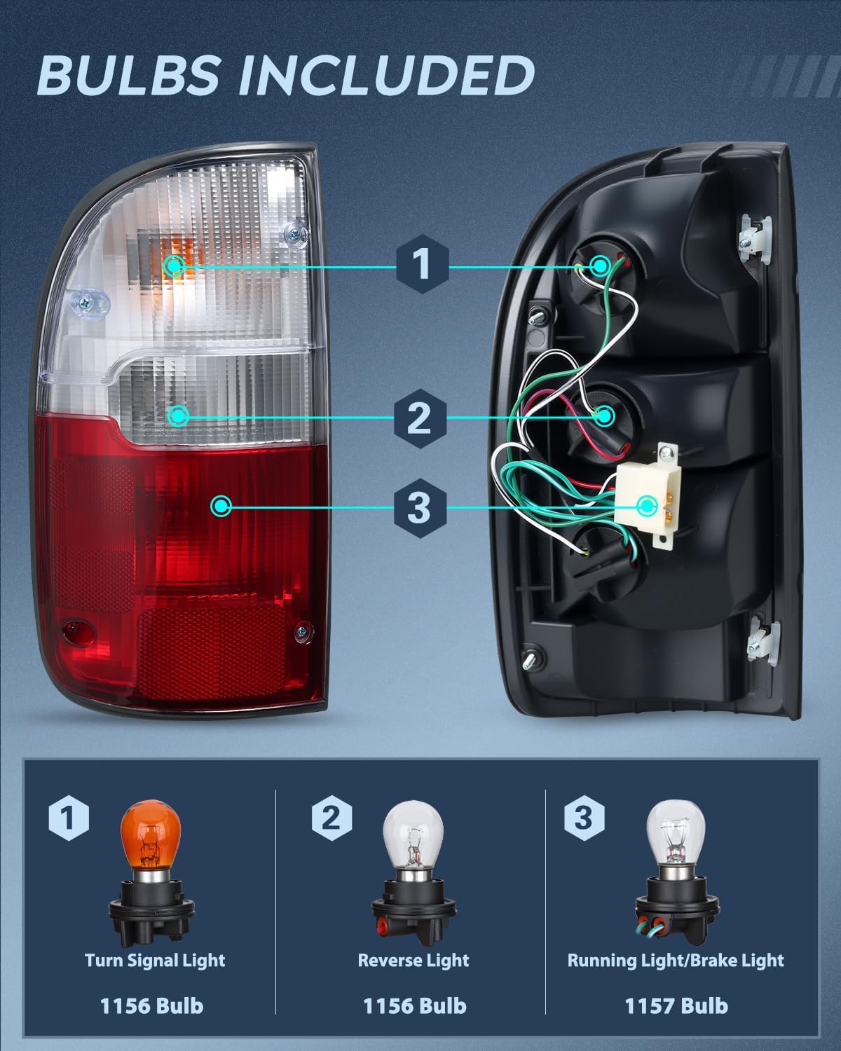 Taillight Assembly Compatible with 1995 1996 1997 1998 1999 2000 Toyota Tacoma Rear Tail Light Lamp Replacement OE Style Driver Side