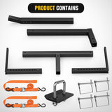 Truck Bed Extender w/Straps & Receiver Tightener & Flag, Fits 2-inch Hitch Receiver, 2-in 1 Pickup Hitch Mount Truck Bed Extension for Rack, SUV, Lumber, Ladder, Canoe, Boat, Kayak, Pipes