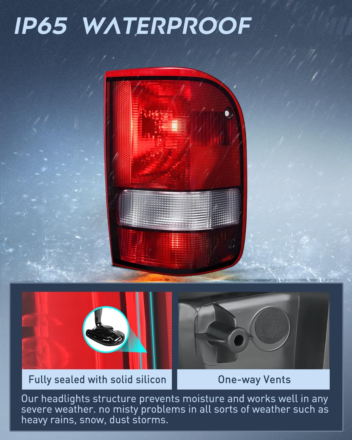 Taillight Assembly Compatible with 1993 1994 1995 1996 1997 Ford Ranger Dark Red Tail Light OE Style Rear Lamp Replacement Passenger Side