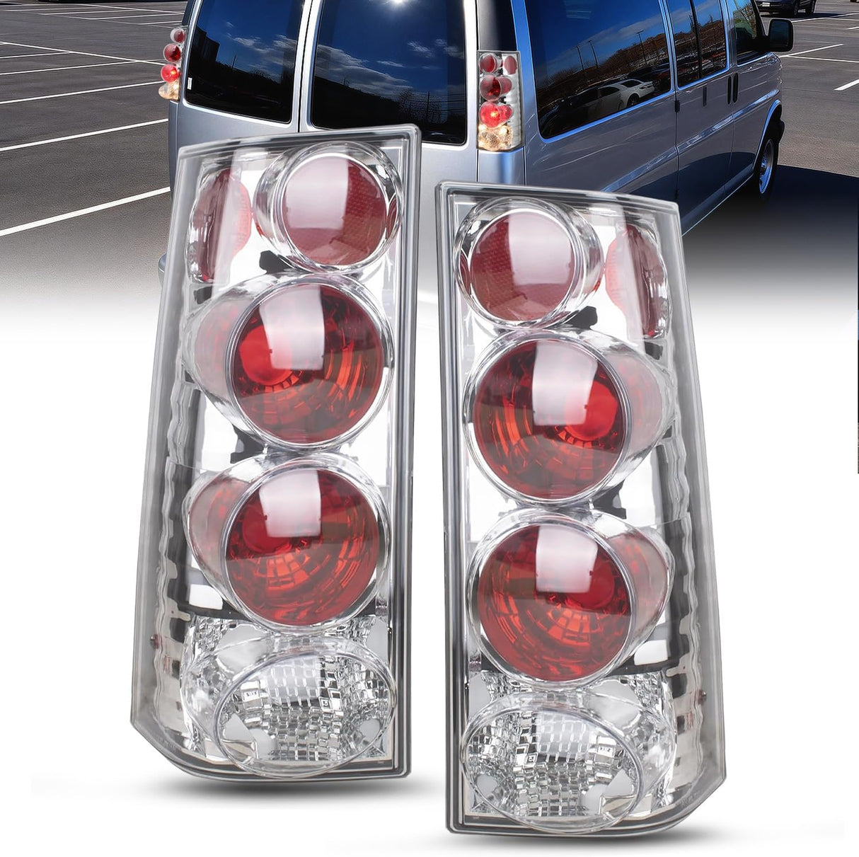 Taillight Assembly Compatible with 2003 2004 2005 2006 2007 2008 2009 2010 2011 2012 2013 2014 Chevy Express GMC Savana 1500 2003-2023 Chevrolet Express GMC Savana 2500 3500 Rear Tail Light