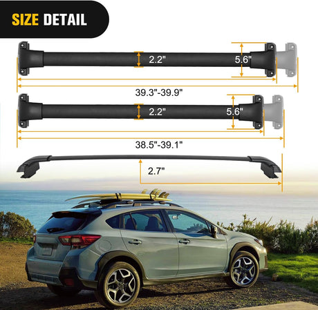 Roof Rack Cross Bars Fit for Subaru Crosstrek 2018-2023 & Impreza 2017 18 19 20 21 22 2023 Aluminum Rails Crossbars with Rubber Pad for Rooftop Cargo Carrier Kayak (Only Fit Raised Side Rails)