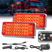 42LED Red Wireless Magnetic Strobe Lights Surface Mount Waterproof 5 Patterns (Pair)
