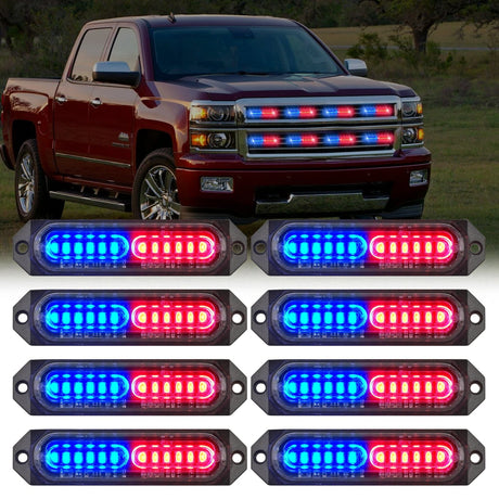 Nilight 8PCS 12LED Red Blue Emergency Strobe Lights