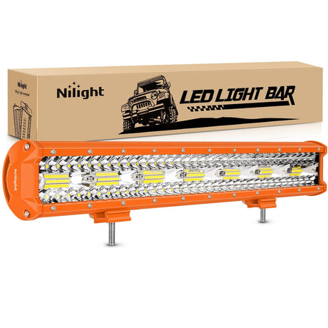 Nilight 20 Inch 420W Spot Flood Combo Orange Case Led Light Bar