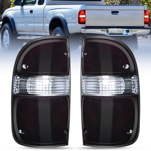 Taillight Assembly Compatible with 2001 2002 2003 2004 Toyota Tacoma Rear Lamp Replacement with Dark Red Housing Tail Lights Driver and Passenger Side