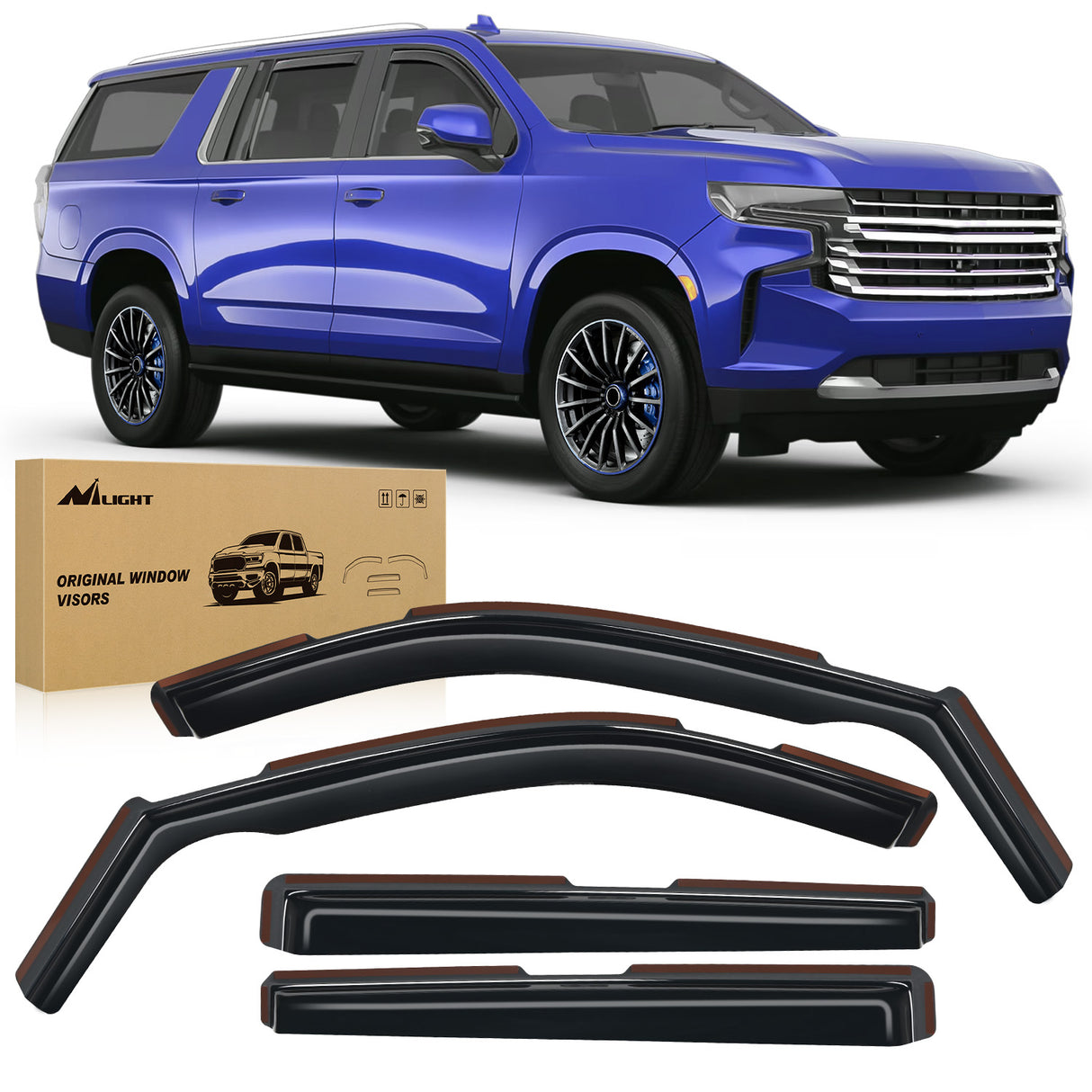 4pcs Durable in Channel Rain Guards for Chevy Suburban 2021 2022 2023 2024 2025