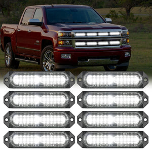 8PCS 12LED White Emergency Strobe Lights