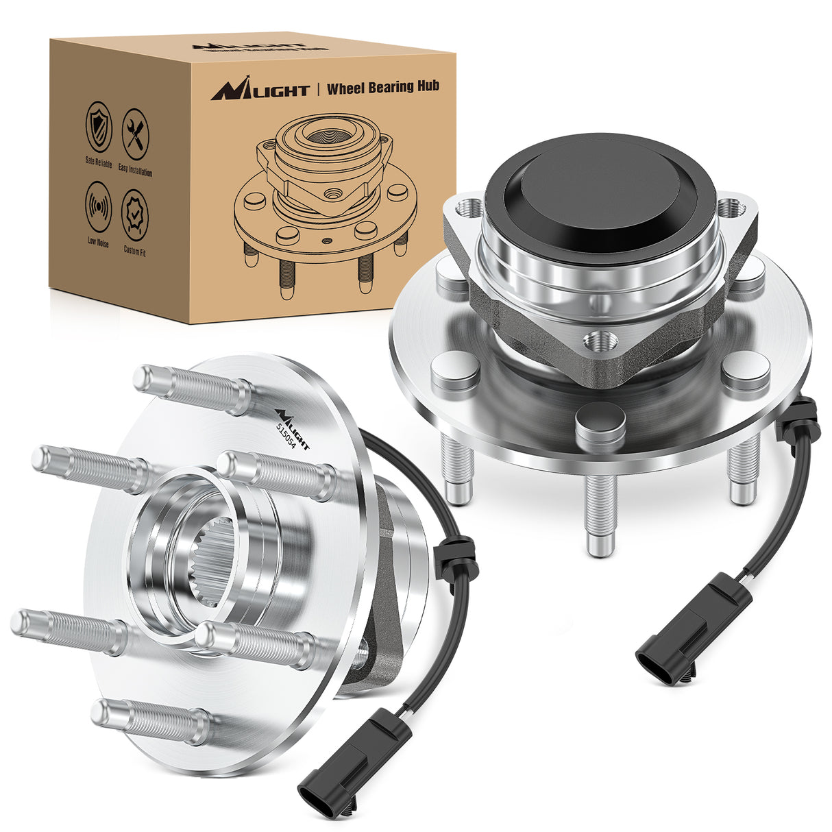 Nilight Front Wheel Hub Assembly for Chevy Sierra Silverado 1500 Avalanche Express 1999-2012, GMC Savana Sierra Yukon XL Cadillac Escalade2003-2005,6 Lugs with ABS Fits ONLY 2WD, OEM 515054