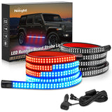 Nilight 2PCS 70 Inch Emergency Strobe Lights Strip 1125 LED Running Board Marker Light Red Blue Flexible Side Flashing Warning Caution Safety Waterproof for Truck Construction Vehicles Pickup