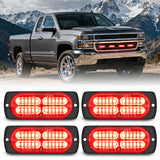 Led Strobe Light 4PCS 24LED Emergency Strobe lights 12V 24V Red Surface Mount Grille Hazard Safety Warning Light Sync Feature Side Flashing Marker Flash for Car Truck Campers