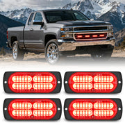 4PCS 24LED Emergency Strobe lights 12V 24V Red Surface Mount Grille Hazard Safety Warning Light Sync Feature Side Flashing Marker Flash for Car Truck Campers
